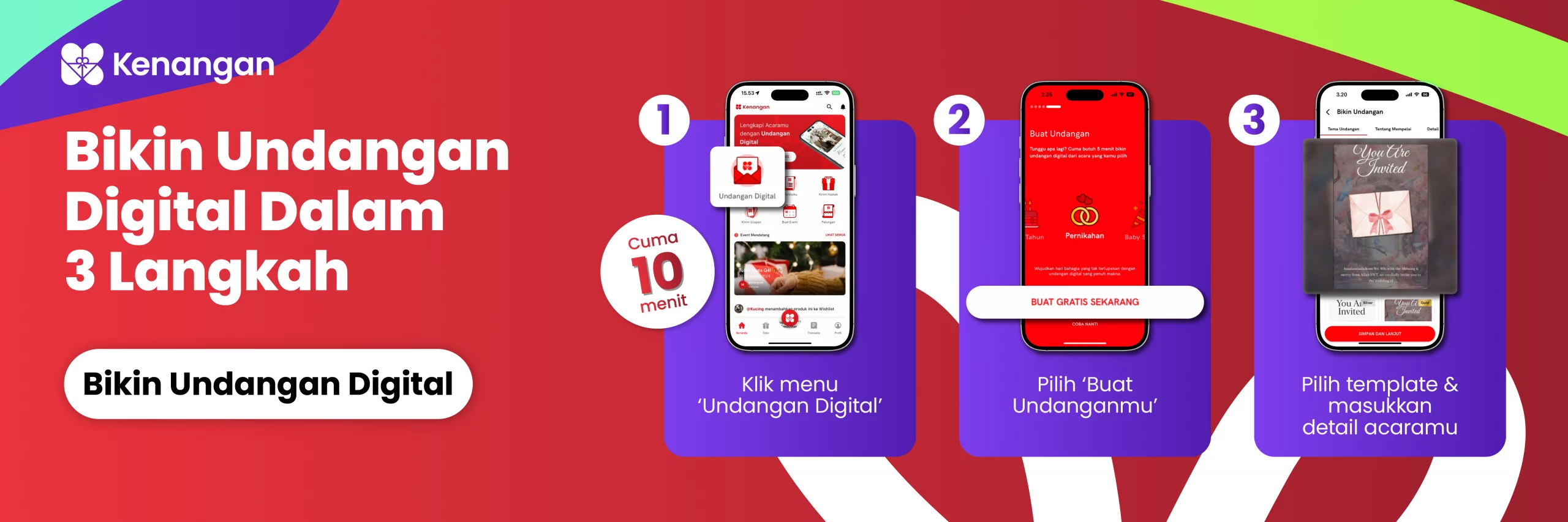 Buat undangan digital pernikahan di Kenangan hanya butuh 3 langkah