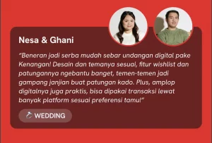 Testimoni Nesa & Ghani: Wedding Registry dan Undangan Digital Kenangan App